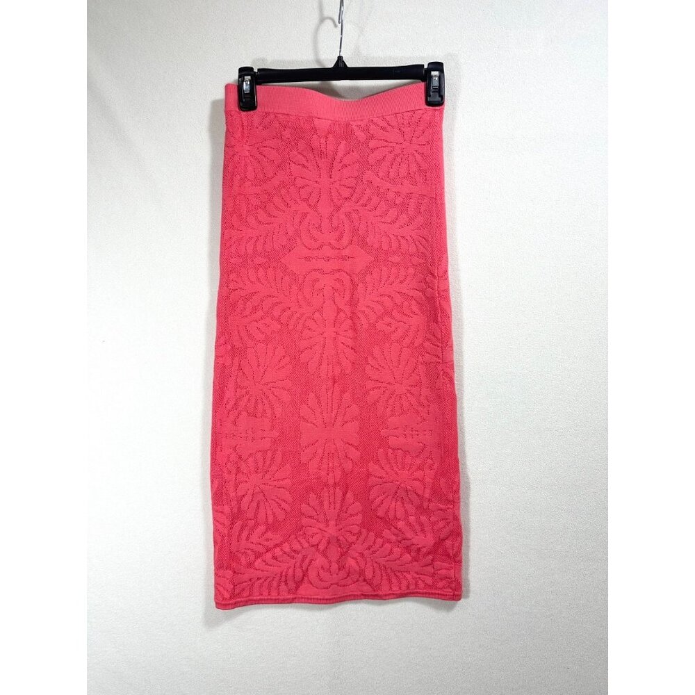 Christian Lacroix Pink Tropical Pencil Midi Skirt Coastal Vacation Small